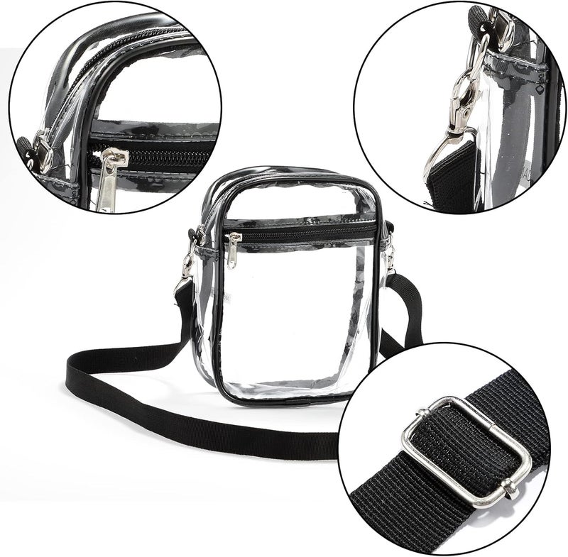 Fpxnb 2 Packs Clear Crossbody Bag Stadium Approved, Clear Crossbody Purse with Front Pocket and Adjustable Strap for Concerts - Image 3